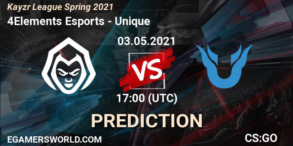 Prognose für das Spiel 4Elements Esports VS Unique. 03.05.21. CS2 (CS:GO) - Kayzr League Spring 2021