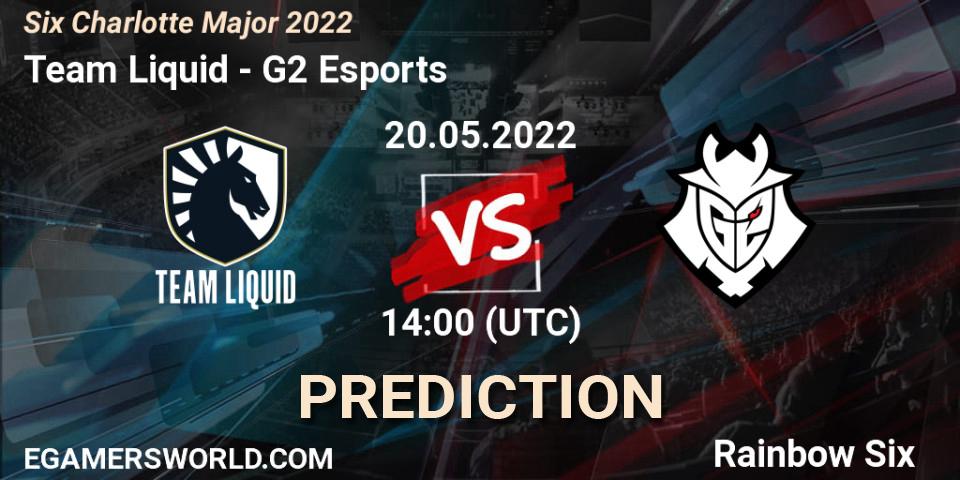 Prognose für das Spiel Team Liquid VS G2 Esports. 20.05.2022 at 14:00. Rainbow Six - Six Charlotte Major 2022