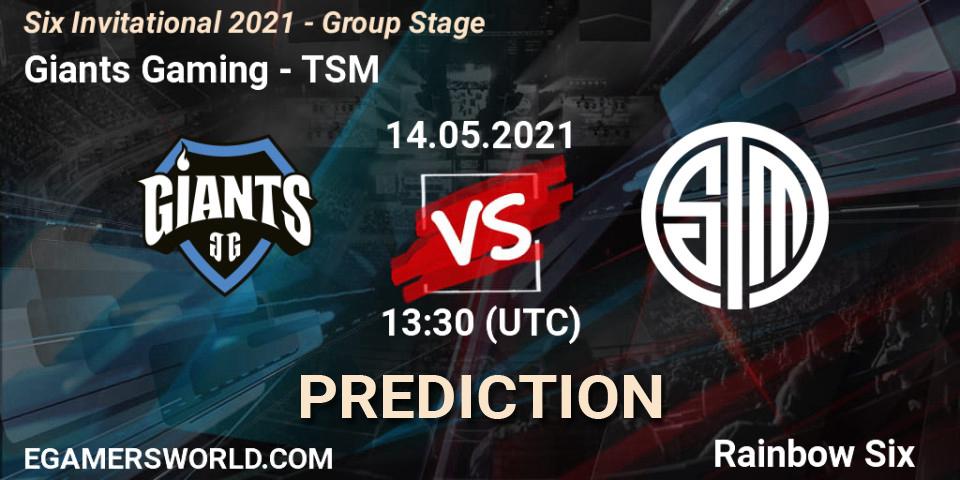 Prognose für das Spiel Giants Gaming VS TSM. 14.05.21. Rainbow Six - Six Invitational 2021 - Group Stage