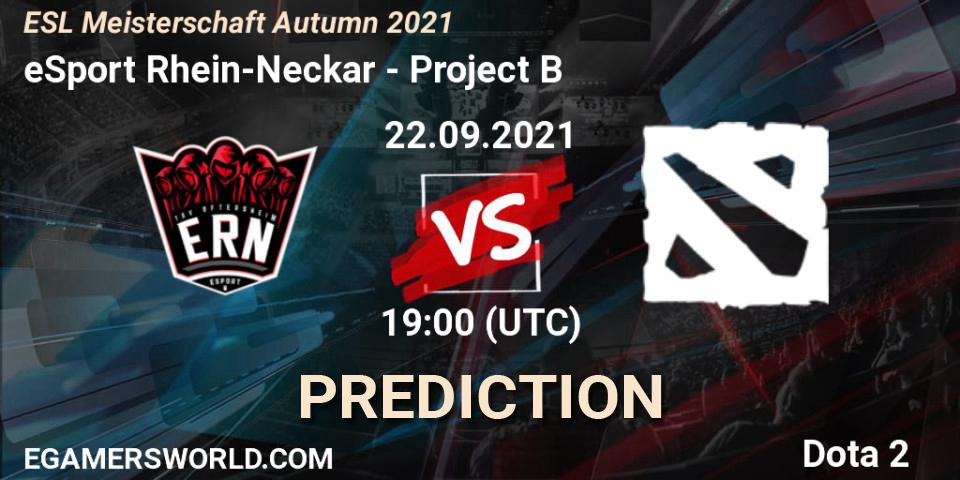 Prognose für das Spiel eSport Rhein-Neckar VS Project B. 22.09.2021 at 19:07. Dota 2 - ESL Meisterschaft Autumn 2021
