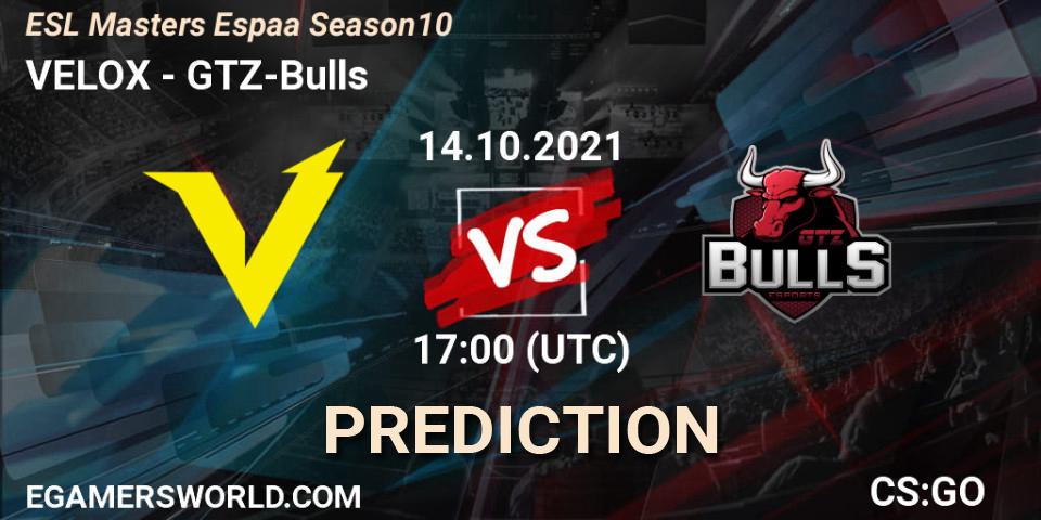Prognose für das Spiel VELOX VS GTZ-Bulls. 14.10.2021 at 17:00. Counter-Strike (CS2) - ESL Masters Spain Season 10 Finals