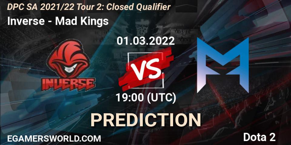 Prognose für das Spiel Inverse VS Mad Kings. 01.03.2022 at 19:03. Dota 2 - DPC SA 2021/22 Tour 2: Closed Qualifier