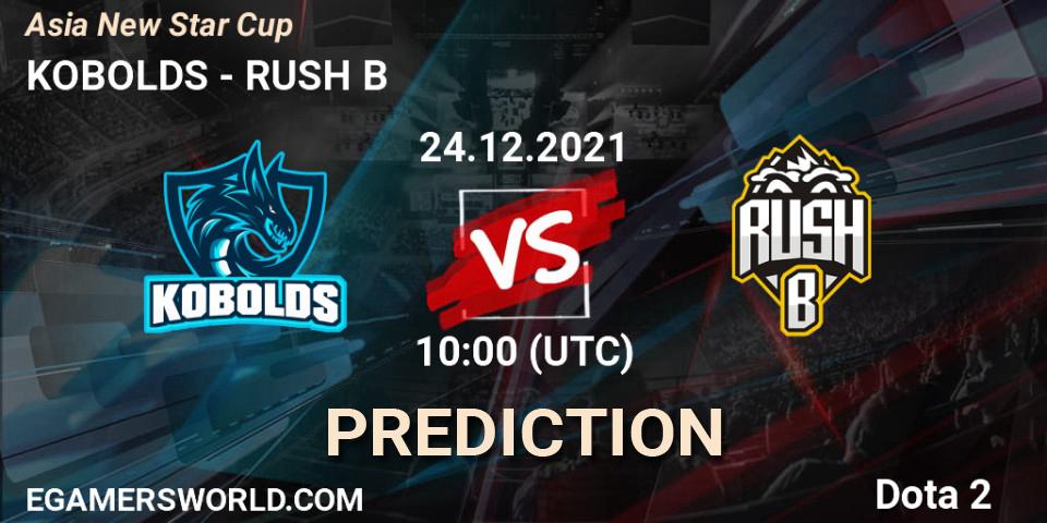 Prognose für das Spiel KOBOLDS VS RUSH B. 24.12.2021 at 09:35. Dota 2 - Asia New Star Cup