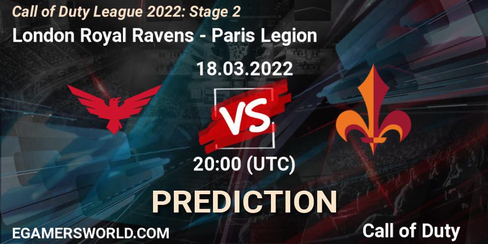 Prognose für das Spiel London Royal Ravens VS Paris Legion. 18.03.22. Call of Duty - Call of Duty League 2022: Stage 2