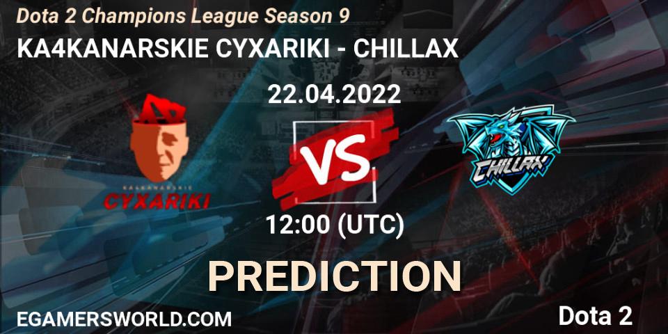 Prognose für das Spiel KA4KANARSKIE CYXARIKI VS CHILLAX. 22.04.22. Dota 2 - Dota 2 Champions League Season 9