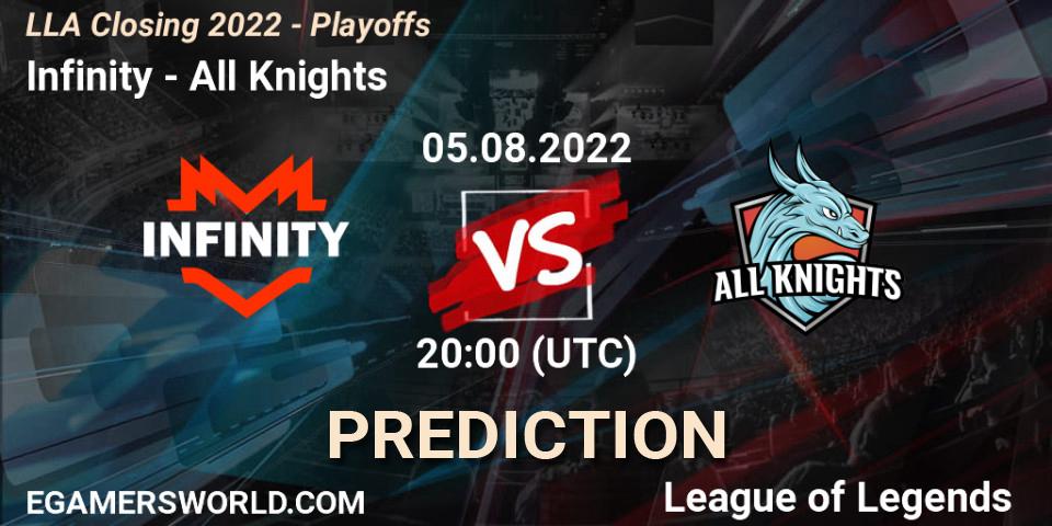 Prognose für das Spiel Infinity VS All Knights. 05.08.22. LoL - LLA Closing 2022 - Playoffs
