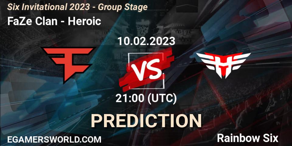 Prognose für das Spiel FaZe Clan VS Heroic. 10.02.23. Rainbow Six - Six Invitational 2023 - Group Stage