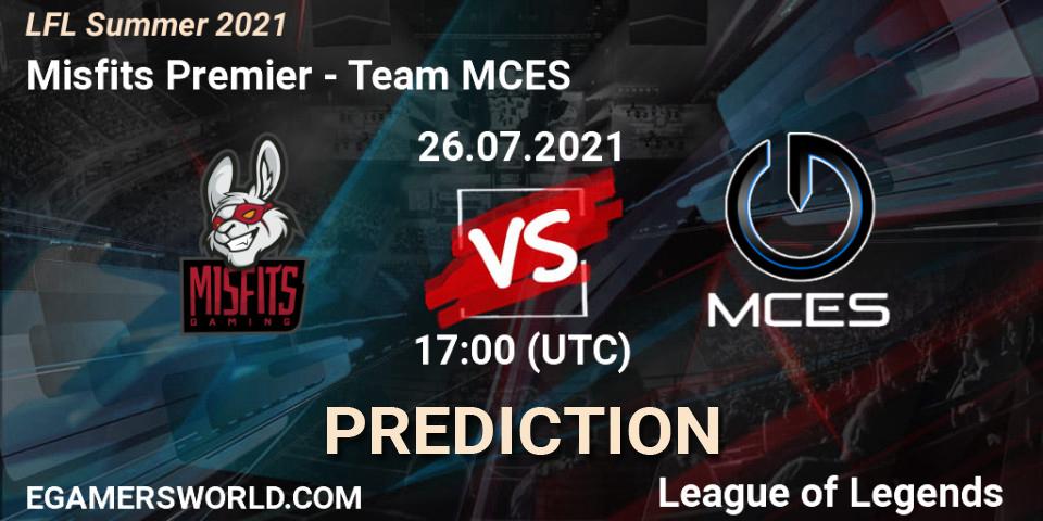 Prognose für das Spiel Misfits Premier VS Team MCES. 26.07.2021 at 17:00. LoL - LFL Summer 2021
