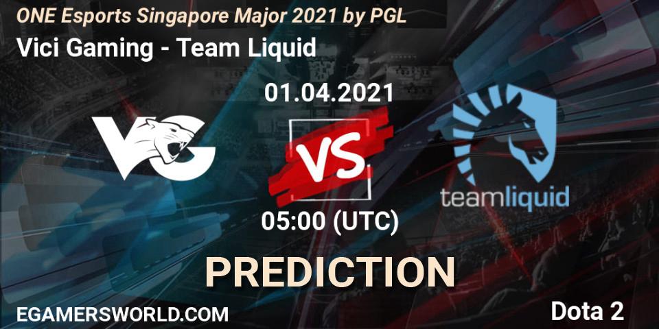 Prognose für das Spiel Vici Gaming VS Team Liquid. 01.04.21. Dota 2 - ONE Esports Singapore Major 2021