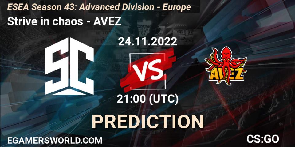 Prognose für das Spiel Strive in chaos VS AVEZ. 24.11.22. CS2 (CS:GO) - ESEA Season 43: Advanced Division - Europe
