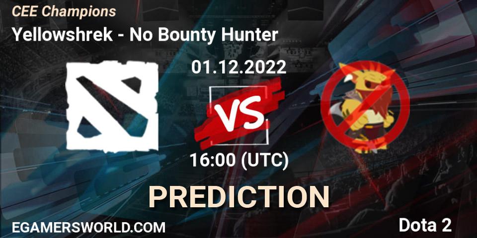 Prognose für das Spiel Yellowshrek VS No Bounty Hunter. 01.12.22. Dota 2 - CEE Champions