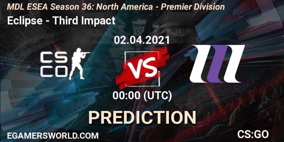 Prognose für das Spiel Eclipse VS Third Impact. 02.04.21. CS2 (CS:GO) - MDL ESEA Season 36: North America - Premier Division