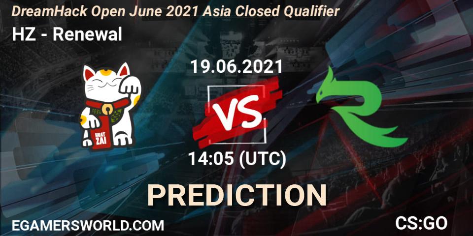 Prognose für das Spiel HZ VS Renewal. 19.06.21. CS2 (CS:GO) - DreamHack Open June 2021 Asia Closed Qualifier