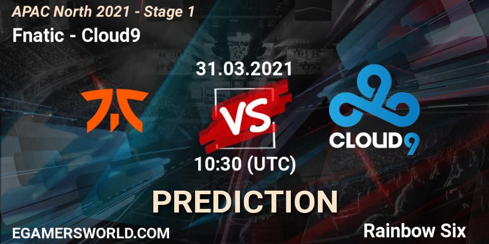 Prognose für das Spiel Fnatic VS Cloud9. 31.03.2021 at 15:00. Rainbow Six - APAC North 2021 - Stage 1