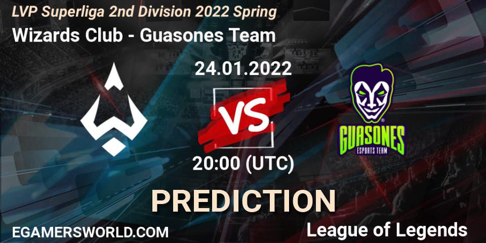 Prognose für das Spiel Wizards Club VS Guasones Team. 25.01.2022 at 19:00. LoL - LVP Superliga 2nd Division 2022 Spring