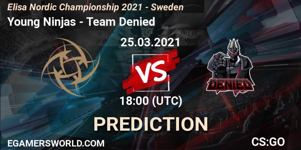 Prognose für das Spiel Young Ninjas VS Team Denied. 25.03.21. CS2 (CS:GO) - Elisa Nordic Championship 2021 - Sweden