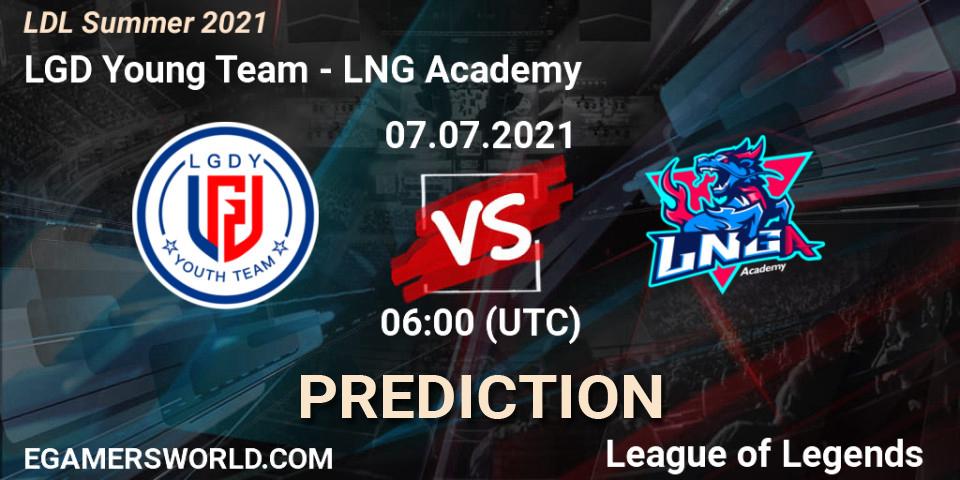 Prognose für das Spiel LGD Young Team VS LNG Academy. 07.07.2021 at 06:00. LoL - LDL Summer 2021