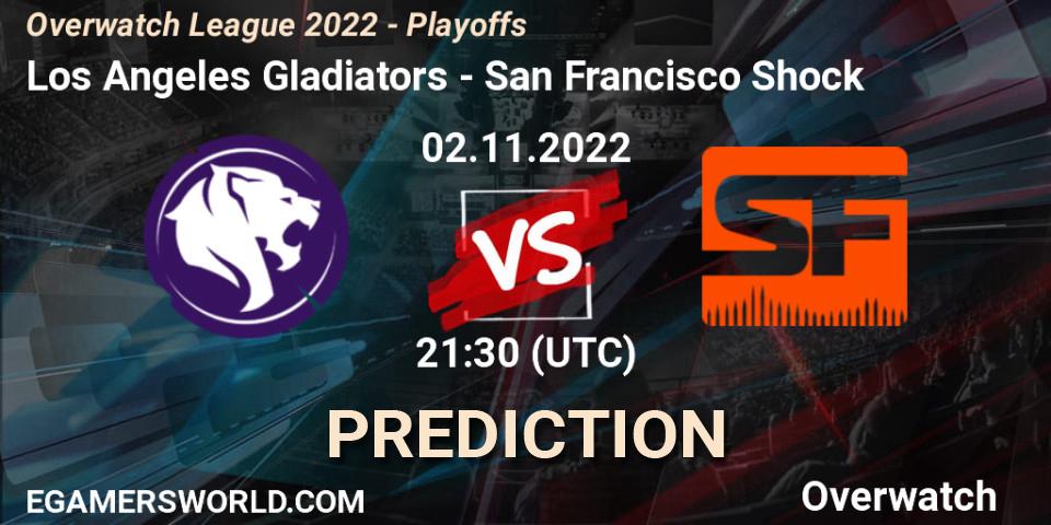 Prognose für das Spiel Los Angeles Gladiators VS San Francisco Shock. 02.11.22. Overwatch - Overwatch League 2022 - Playoffs