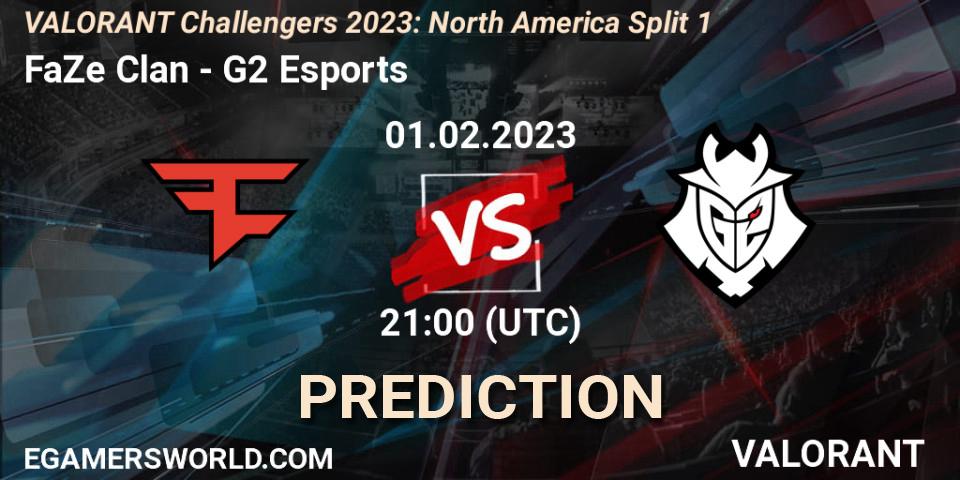 Prognose für das Spiel FaZe Clan VS G2 Esports. 01.02.23. VALORANT - VALORANT Challengers 2023: North America Split 1