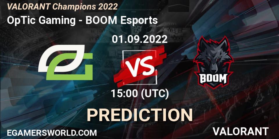Prognose für das Spiel OpTic Gaming VS BOOM Esports. 01.09.22. VALORANT - VALORANT Champions 2022
