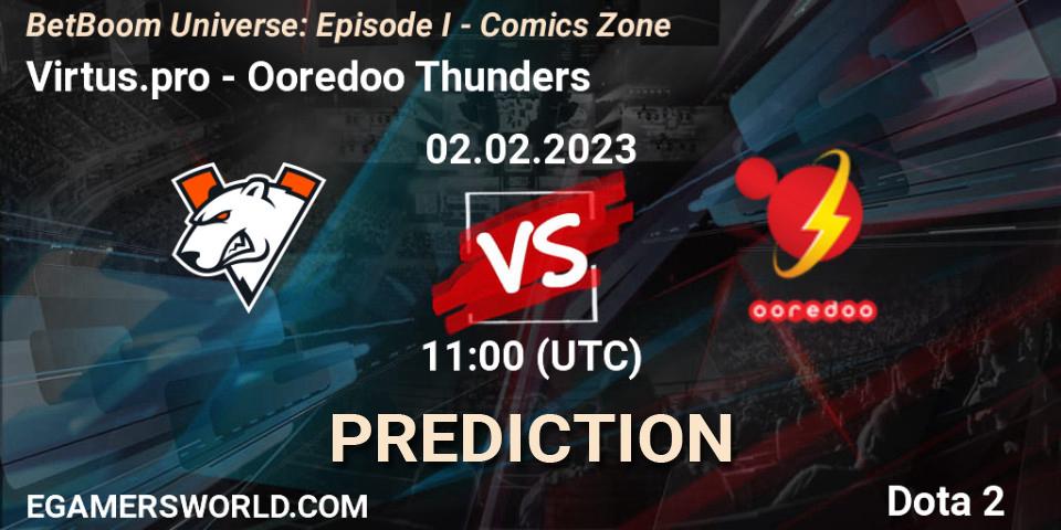 Prognose für das Spiel Virtus.pro VS Ooredoo Thunders. 02.02.23. Dota 2 - BetBoom Universe: Episode I - Comics Zone