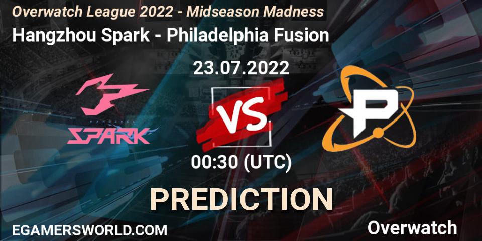 Prognose für das Spiel Hangzhou Spark VS Philadelphia Fusion. 23.07.22. Overwatch - Overwatch League 2022 - Midseason Madness