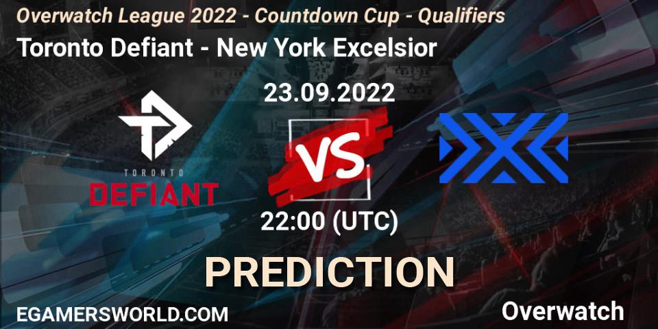 Prognose für das Spiel Toronto Defiant VS New York Excelsior. 23.09.22. Overwatch - Overwatch League 2022 - Countdown Cup - Qualifiers