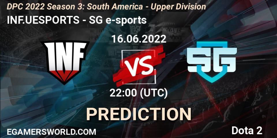 Prognose für das Spiel Infamous VS SG e-sports. 16.06.22. Dota 2 - DPC SA 2021/2022 Tour 3: Division I