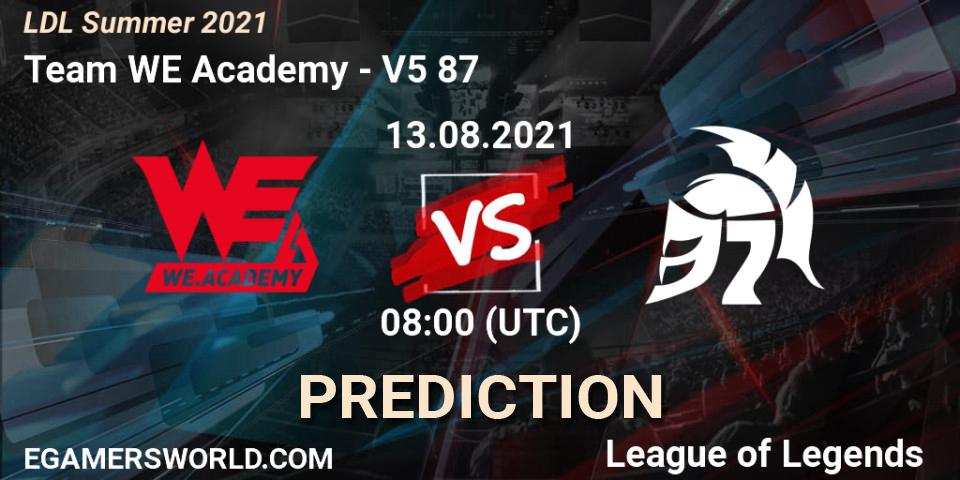 Prognose für das Spiel Team WE Academy VS V5 87. 13.08.21. LoL - LDL Summer 2021