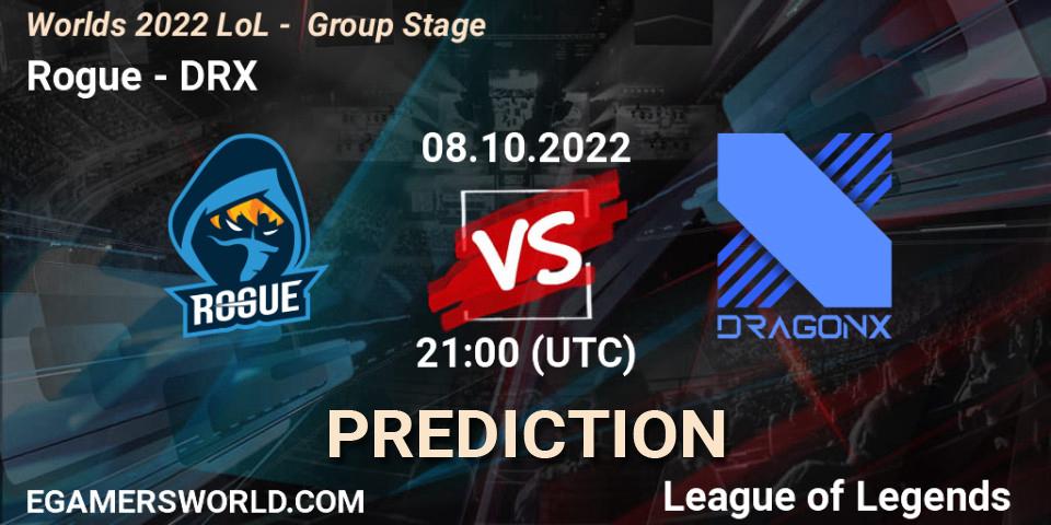 Prognose für das Spiel Rogue VS DRX. 08.10.2022 at 21:00. LoL - Worlds 2022 LoL - Group Stage