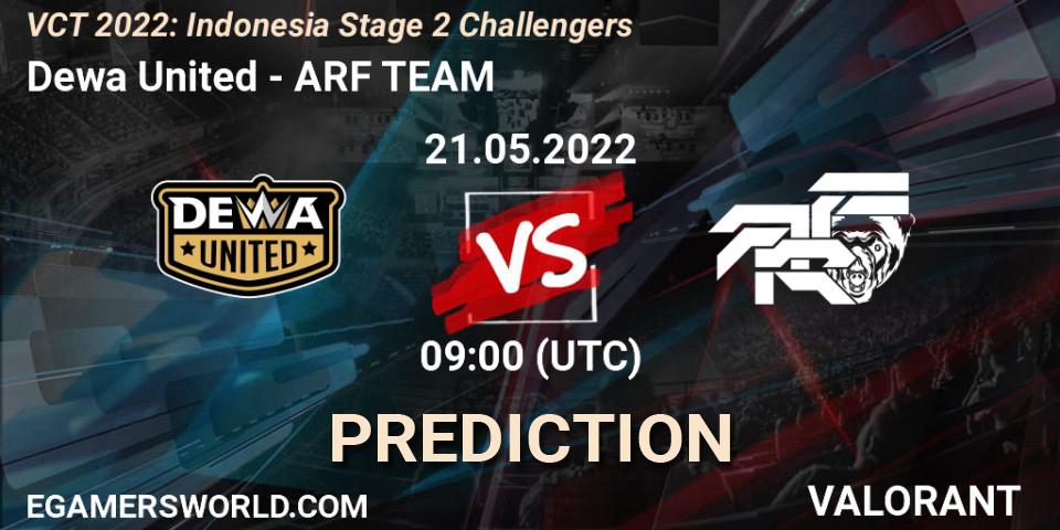 Prognose für das Spiel Dewa United VS ARF TEAM. 21.05.2022 at 09:30. VALORANT - VCT 2022: Indonesia Stage 2 Challengers