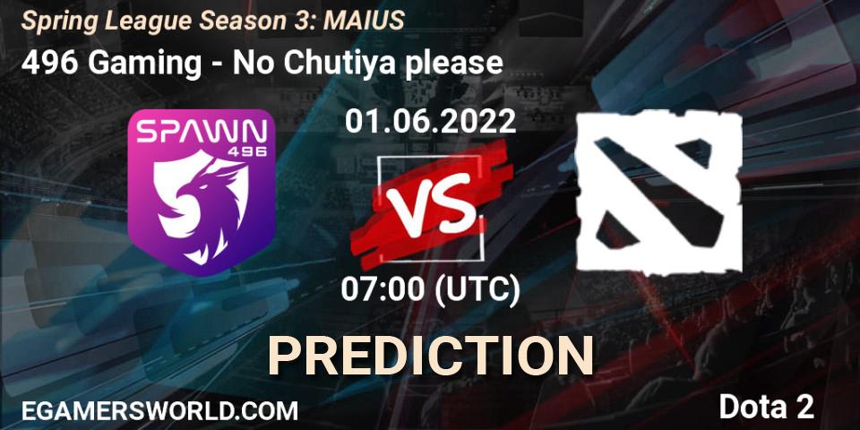 Prognose für das Spiel 496 Gaming VS No Chutiya please. 01.06.2022 at 06:22. Dota 2 - Spring League Season 3: MAIUS