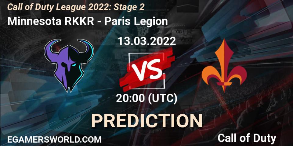 Prognose für das Spiel Minnesota RØKKR VS Paris Legion. 13.03.2022 at 20:00. Call of Duty - Call of Duty League 2022: Stage 2