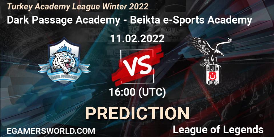 Prognose für das Spiel Dark Passage Academy VS Beşiktaş e-Sports Academy. 11.02.2022 at 16:00. LoL - Turkey Academy League Winter 2022