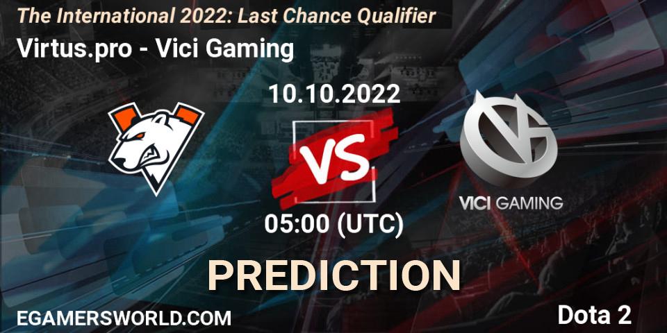 Prognose für das Spiel Virtus.pro VS Vici Gaming. 10.10.22. Dota 2 - The International 2022: Last Chance Qualifier
