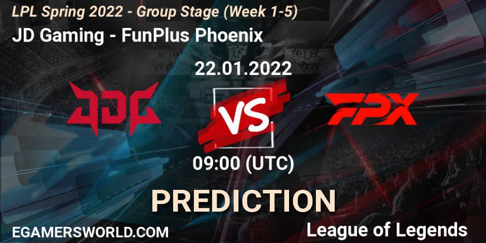 Prognose für das Spiel JD Gaming VS FunPlus Phoenix. 22.01.22. LoL - LPL Spring 2022 - Group Stage (Week 1-5)