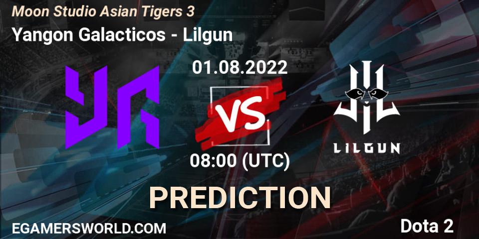 Prognose für das Spiel Yangon Galacticos VS Lilgun. 01.08.2022 at 08:05. Dota 2 - Moon Studio Asian Tigers 3