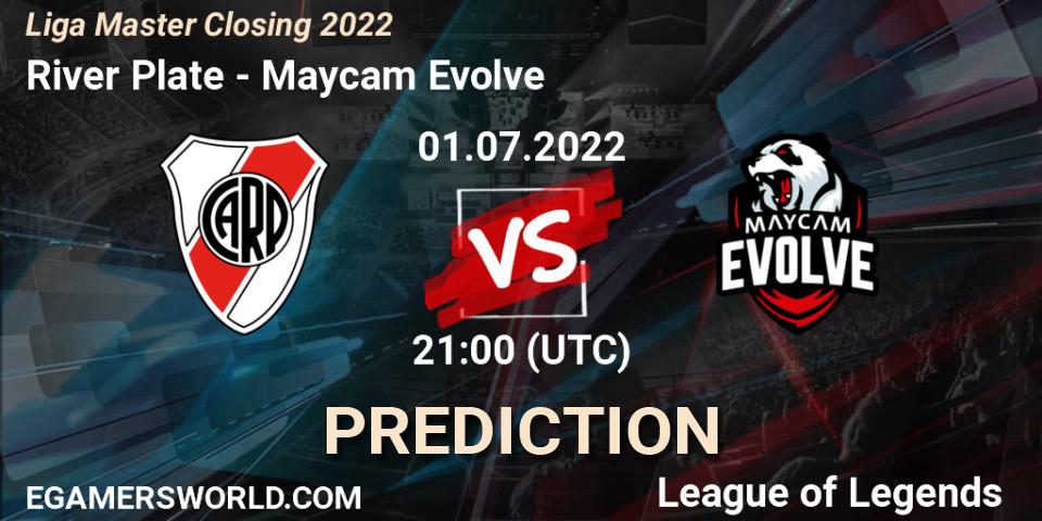 Prognose für das Spiel River Plate VS Maycam Evolve. 01.07.22. LoL - Liga Master Closing 2022