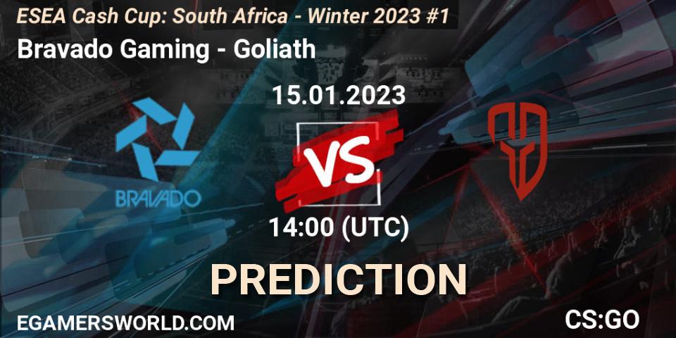 Prognose für das Spiel Bravado Gaming VS Goliath. 15.01.23. CS2 (CS:GO) - ESEA Cash Cup: South Africa - Winter 2023 #1
