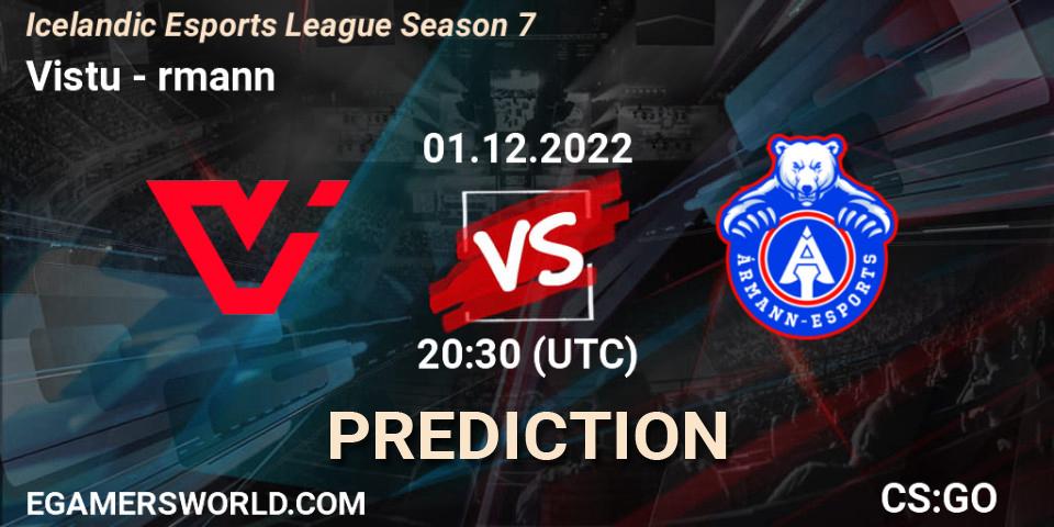 Prognose für das Spiel Viðstöðu VS Ármann. 01.12.22. CS2 (CS:GO) - Icelandic Esports League Season 7