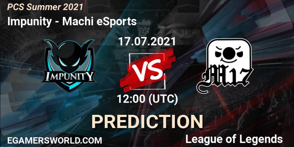 Prognose für das Spiel Impunity VS Machi eSports. 17.07.2021 at 12:00. LoL - PCS Summer 2021