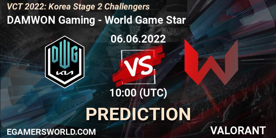 Prognose für das Spiel DAMWON Gaming VS World Game Star. 06.06.2022 at 10:00. VALORANT - VCT 2022: Korea Stage 2 Challengers