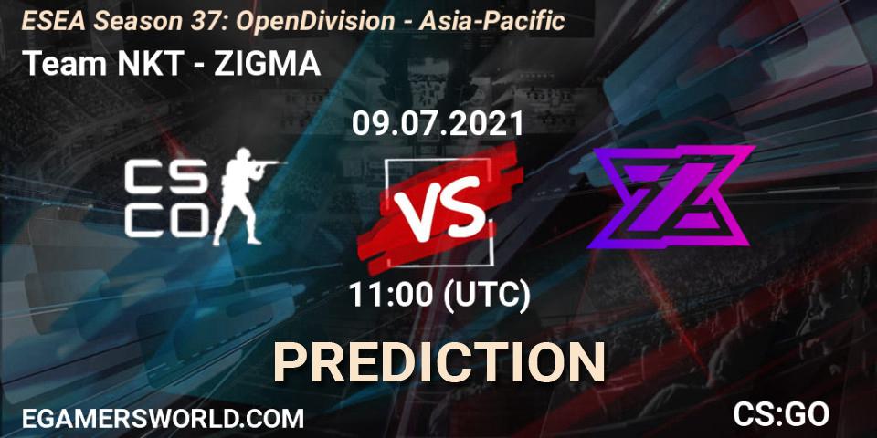 Prognose für das Spiel Team NKT VS ZIGMA. 09.07.2021 at 11:00. Counter-Strike (CS2) - ESEA Season 37: Open Division - Asia-Pacific