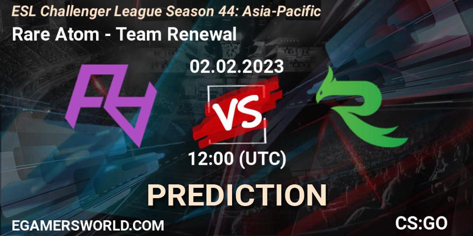 Prognose für das Spiel Rare Atom VS Team Renewal. 02.02.23. CS2 (CS:GO) - ESL Challenger League Season 44: Asia-Pacific