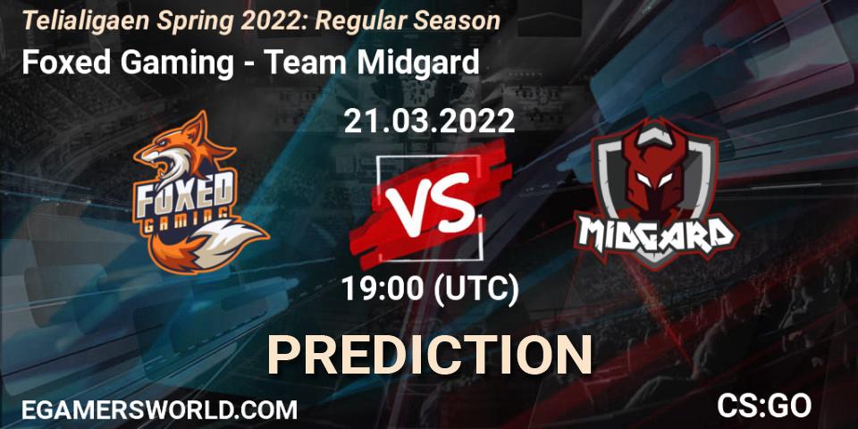 Prognose für das Spiel Foxed Gaming VS Team Midgard. 21.03.2022 at 19:00. Counter-Strike (CS2) - Telialigaen Spring 2022: Regular Season
