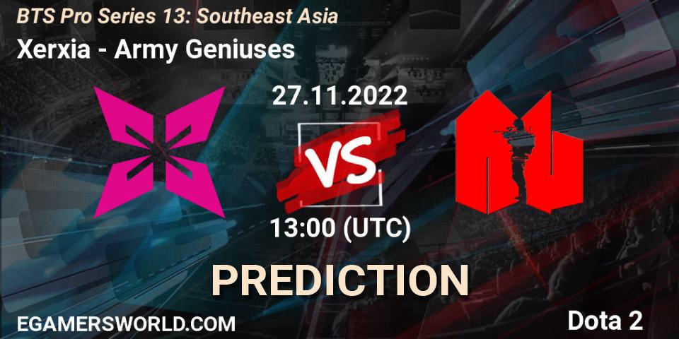Prognose für das Spiel Xerxia VS Army Geniuses. 27.11.22. Dota 2 - BTS Pro Series 13: Southeast Asia