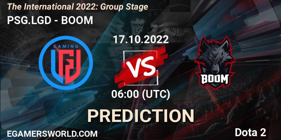 Prognose für das Spiel PSG.LGD VS BOOM. 17.10.2022 at 06:47. Dota 2 - The International 2022: Group Stage