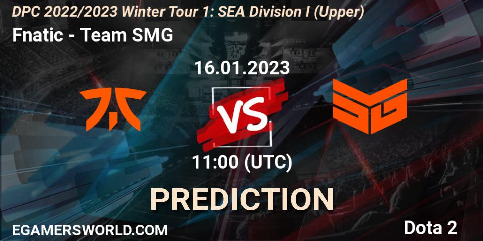 Prognose für das Spiel Fnatic VS Team SMG. 16.01.23. Dota 2 - DPC 2022/2023 Winter Tour 1: SEA Division I (Upper)