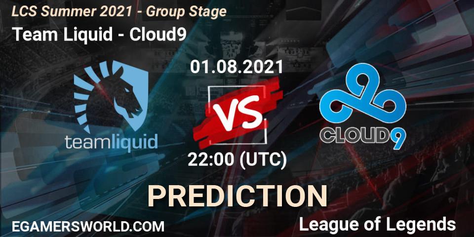 Prognose für das Spiel Team Liquid VS Cloud9. 01.08.21. LoL - LCS Summer 2021 - Group Stage