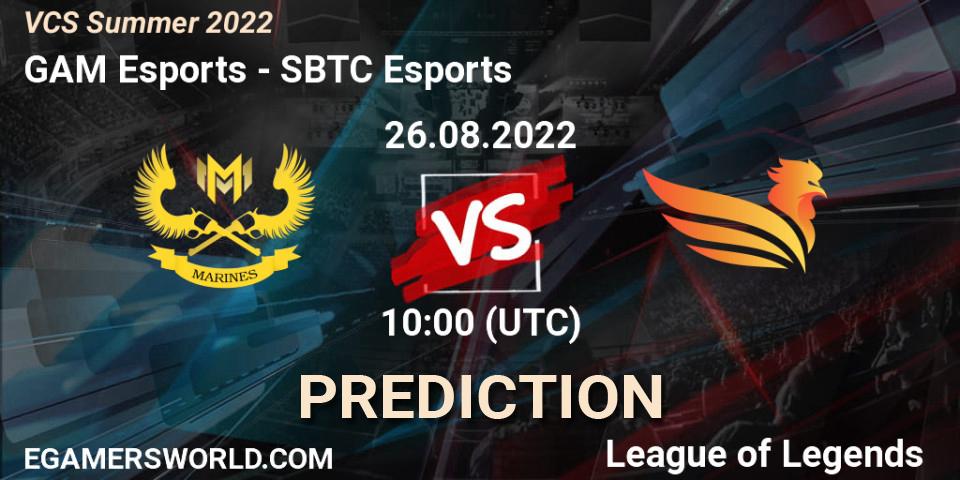 Prognose für das Spiel GAM Esports VS SBTC Esports. 26.08.2022 at 10:00. LoL - VCS Summer 2022